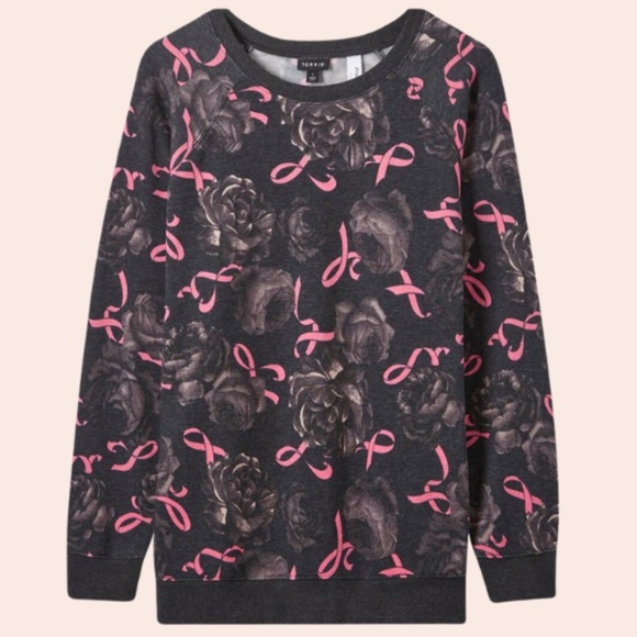 Breast Cancer Awareness-Cozy Fleece Crew Neck Raglan Sweatshirt Pink Ribbon For - Picture 2 of 6